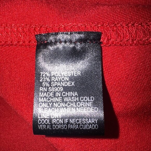 Alex Marie Women’s Red Knit 3/4 Sleeve Pleated Midi Dress XL Stretch Minimalist - Picture 8 of 9